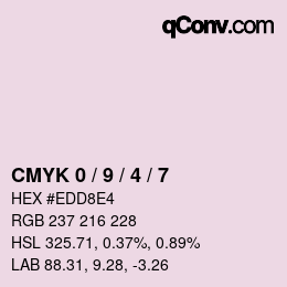 カラーコード: CMYK 0 / 9 / 4 / 7 | qconv.com