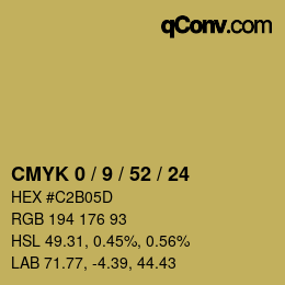カラーコード: CMYK 0 / 9 / 52 / 24 | qconv.com