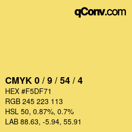 Color code: CMYK 0 / 9 / 54 / 4 | qconv.com