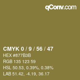 颜色代码: CMYK 0 / 9 / 56 / 47 | qconv.com