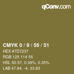 カラーコード: CMYK 0 / 9 / 56 / 51 | qconv.com