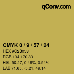 カラーコード: CMYK 0 / 9 / 57 / 24 | qconv.com