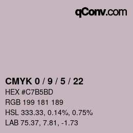 カラーコード: CMYK 0 / 9 / 5 / 22 | qconv.com