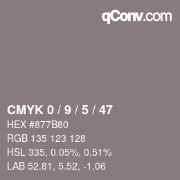 カラーコード: CMYK 0 / 9 / 5 / 47 | qconv.com