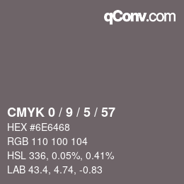 Color code: CMYK 0 / 9 / 5 / 57 | qconv.com