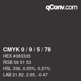 Color code: CMYK 0 / 9 / 5 / 78 | qconv.com