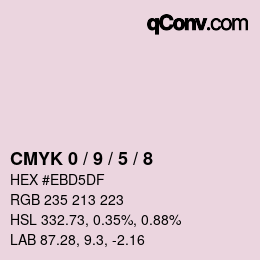 カラーコード: CMYK 0 / 9 / 5 / 8 | qconv.com