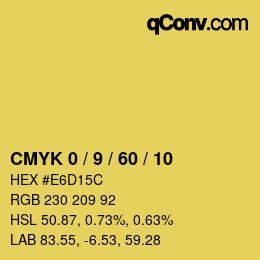 カラーコード: CMYK 0 / 9 / 60 / 10 | qconv.com