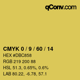 カラーコード: CMYK 0 / 9 / 60 / 14 | qconv.com