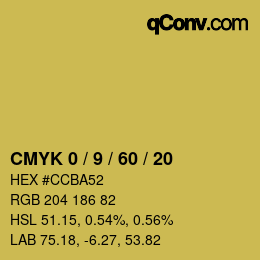 カラーコード: CMYK 0 / 9 / 60 / 20 | qconv.com