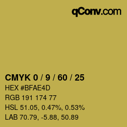 カラーコード: CMYK 0 / 9 / 60 / 25 | qconv.com