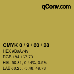 カラーコード: CMYK 0 / 9 / 60 / 28 | qconv.com