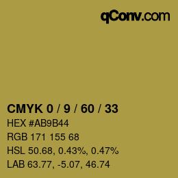カラーコード: CMYK 0 / 9 / 60 / 33 | qconv.com