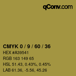 カラーコード: CMYK 0 / 9 / 60 / 36 | qconv.com