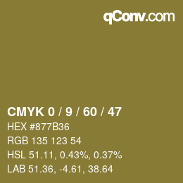 カラーコード: CMYK 0 / 9 / 60 / 47 | qconv.com