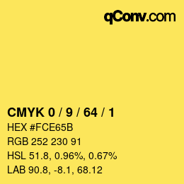 Color code: CMYK 0 / 9 / 64 / 1 | qconv.com
