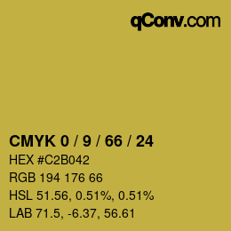 カラーコード: CMYK 0 / 9 / 66 / 24 | qconv.com