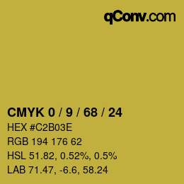 カラーコード: CMYK 0 / 9 / 68 / 24 | qconv.com
