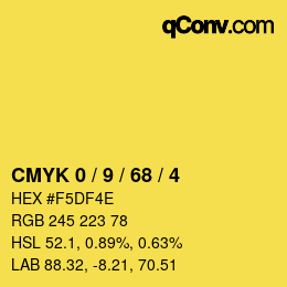 Color code: CMYK 0 / 9 / 68 / 4 | qconv.com