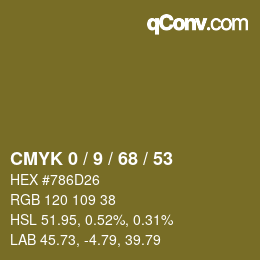 カラーコード: CMYK 0 / 9 / 68 / 53 | qconv.com