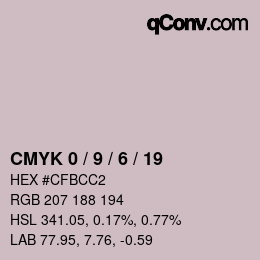 カラーコード: CMYK 0 / 9 / 6 / 19 | qconv.com