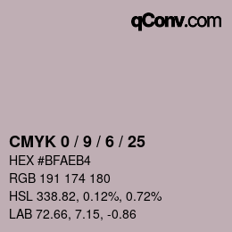 カラーコード: CMYK 0 / 9 / 6 / 25 | qconv.com