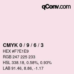 カラーコード: CMYK 0 / 9 / 6 / 3 | qconv.com