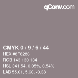 Color code: CMYK 0 / 9 / 6 / 44 | qconv.com