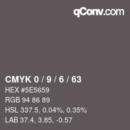 Color code: CMYK 0 / 9 / 6 / 63 | qconv.com
