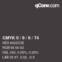 Color code: CMYK 0 / 9 / 6 / 74 | qconv.com