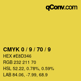 カラーコード: CMYK 0 / 9 / 70 / 9 | qconv.com
