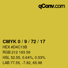 Farbcode: CMYK 0 / 9 / 72 / 17 | qconv.com