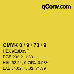 カラーコード: CMYK 0 / 9 / 73 / 9 | qconv.com
