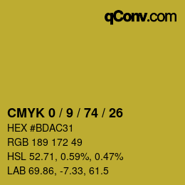 カラーコード: CMYK 0 / 9 / 74 / 26 | qconv.com