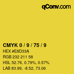 颜色代码: CMYK 0 / 9 / 75 / 9 | qconv.com