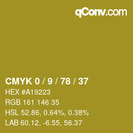 Color code: CMYK 0 / 9 / 78 / 37 | qconv.com