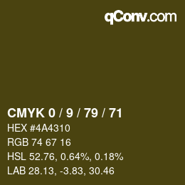 Color code: CMYK 0 / 9 / 79 / 71 | qconv.com