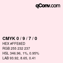 颜色代码: CMYK 0 / 9 / 7 / 0 | qconv.com