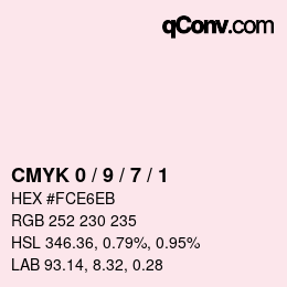 颜色代码: CMYK 0 / 9 / 7 / 1 | qconv.com