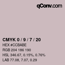 カラーコード: CMYK 0 / 9 / 7 / 20 | qconv.com
