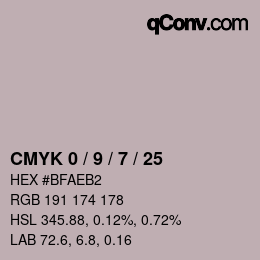 カラーコード: CMYK 0 / 9 / 7 / 25 | qconv.com