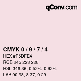 颜色代码: CMYK 0 / 9 / 7 / 4 | qconv.com