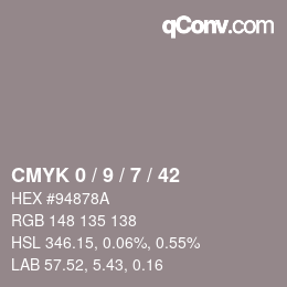 Color code: CMYK 0 / 9 / 7 / 42 | qconv.com