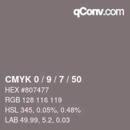 カラーコード: CMYK 0 / 9 / 7 / 50 | qconv.com