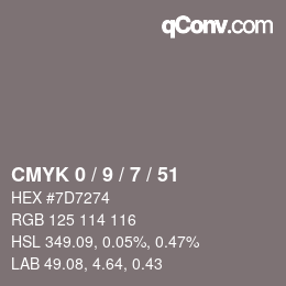 Color code: CMYK 0 / 9 / 7 / 51 | qconv.com