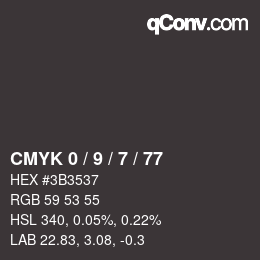 Color code: CMYK 0 / 9 / 7 / 77 | qconv.com