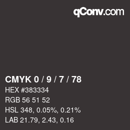 Color code: CMYK 0 / 9 / 7 / 78 | qconv.com