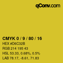 颜色代码: CMYK 0 / 9 / 80 / 16 | qconv.com