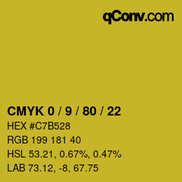 颜色代码: CMYK 0 / 9 / 80 / 22 | qconv.com