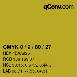 Code couleur: CMYK 0 / 9 / 80 / 27 | qconv.com